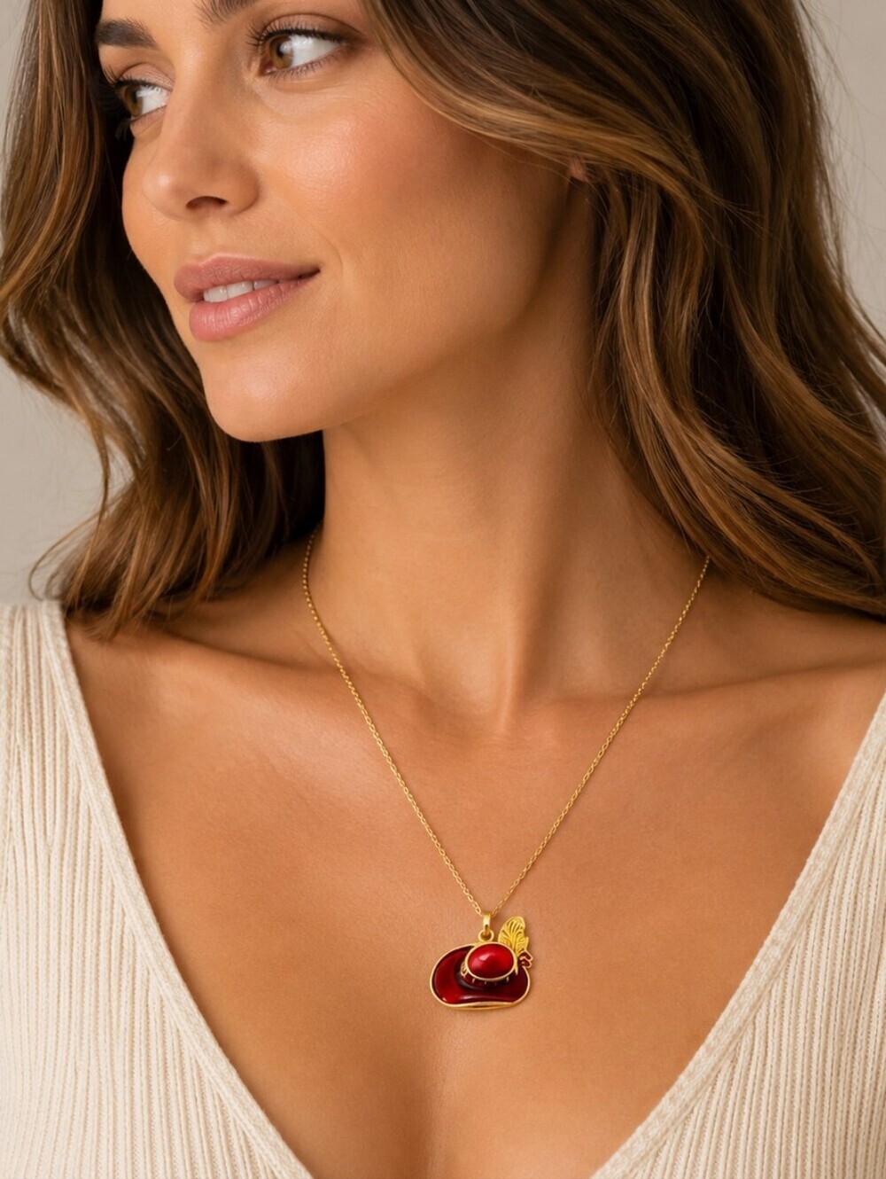 5/$25 RED Hat Society Feather Hat Pendant Chain Necklace
